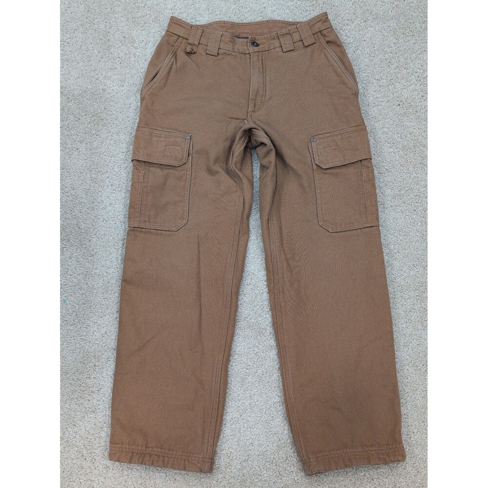 Duluth Fire Hose Fleece-Lined Canvas Cargo Work Wear Pants Men's Size 32 Brown
